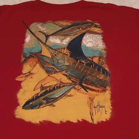 Guy Harvey red long sleeve graphic T shirt XL - Picture 2 of 4